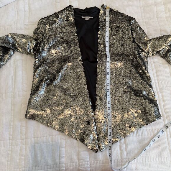 Alberto Makali Jacket Women Medium Gold Sequin Blazer Metallic New Years Holiday - Picture 11 of 12